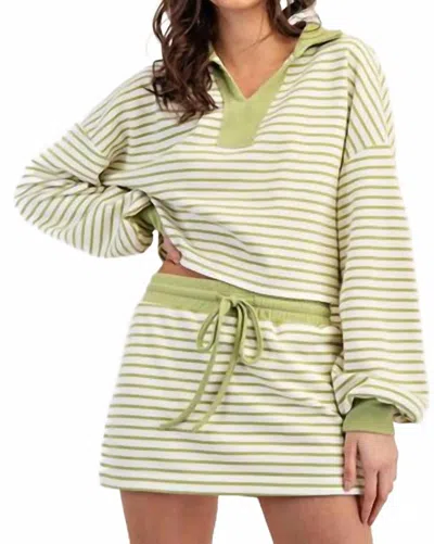 Eesome Avocado Striped Pullover Top In Green