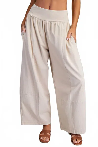 Eesome Bagged Casual Wide Leg Pants In Bone In White