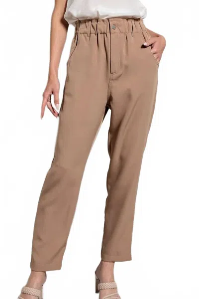 Eesome Banded Straight Pants In Coco In Brown