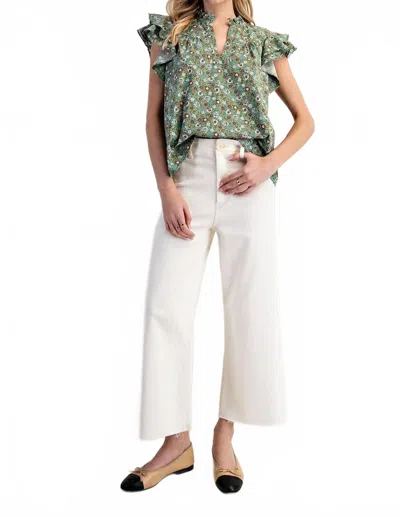 Eesome Beautiful Feelings Top In Mint Floral In Green