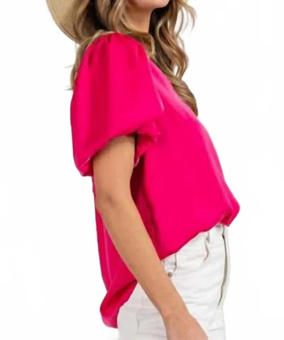 Eesome Bella V-neck Puff Top - Plus In Pink