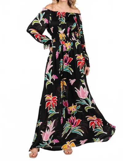 Eesome Bloom Off-the-shoulder Maxi Dress In Black