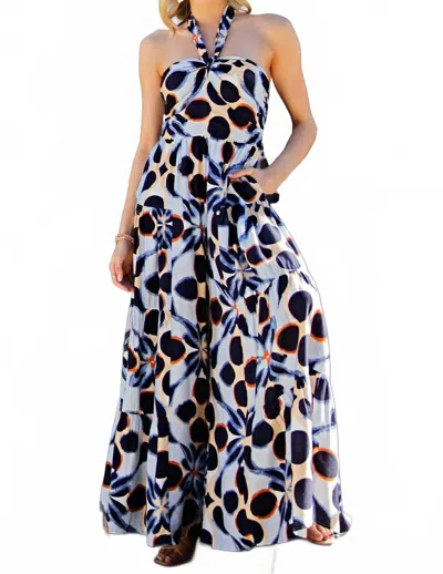 Eesome Bohemian Kaleidoscope Halter Jumpsuit In White Multi