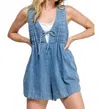 Eesome Boho Bliss Denim Romper In Blue In Blue