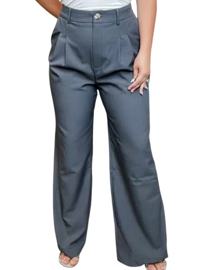 Eesome Boss Up High-rise Pleated Pants In Charcoal In Blue