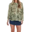 Eesome Bright Side Print Button Front Top In Olive In Green