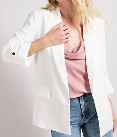 Eesome Button Details Sleeve Blazer In Off White