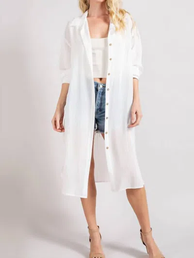 Eesome Button Down Long Jacket In White