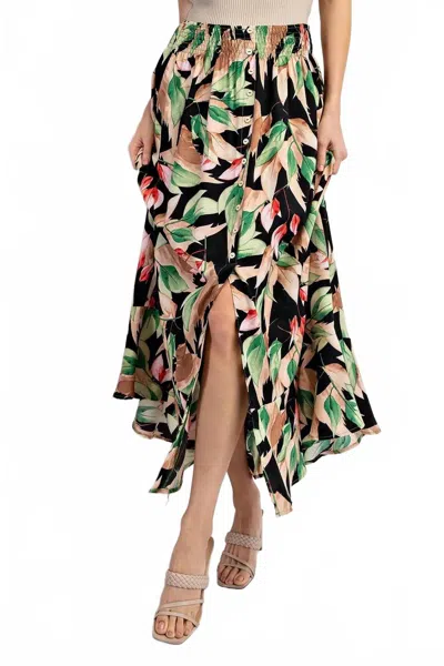 Eesome Button Maxi Skirt In Black