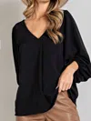 Eesome Callista Balloon Sleeve Top In Black In Black