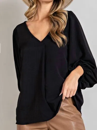 Eesome Callista Balloon Sleeve Top In Black
