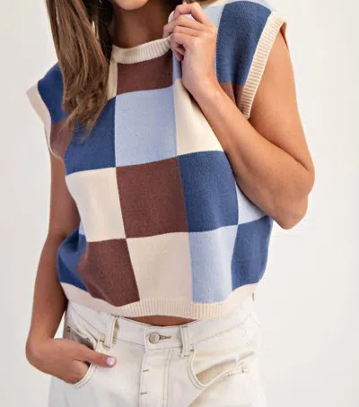 Eesome Check Me Out Sleeveless Sweater In Frosted Mocha In Multi