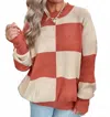 Eesome Checker Print Oversized Sweater In Clay In Multi