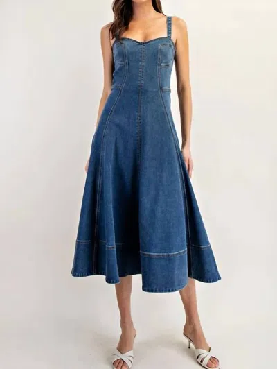 Eesome Classy Midi Dress In Denim In Blue
