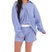 Eesome Closer Than Ever Stripe Two Piece Set In Ocean Blue