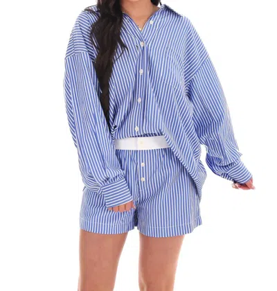 Eesome Closer Than Ever Stripe Two Piece Set In Ocean Blue