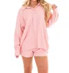 Eesome Closer Than Ever Stripe Two Piece Set In Pink Drink