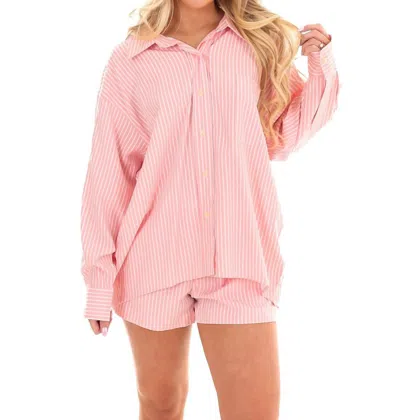 Eesome Closer Than Ever Stripe Two Piece Set In Pink Drink