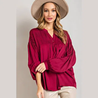 Eesome Coco Long Sleeve Top In Wine In Red