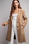 Eesome Collared Coat In Camel In Brown