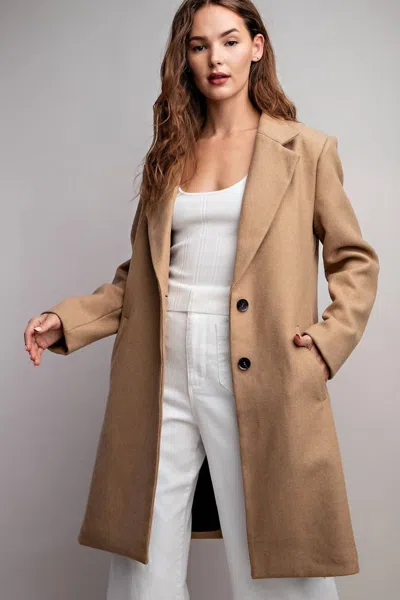 Eesome Collared Coat In Camel In Brown