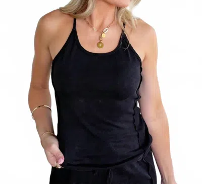Eesome Contrast Side Panel Sleeveless Top In Ash Black