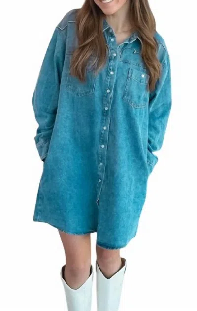 Eesome Country Cowgirl Denim Dress In Blue