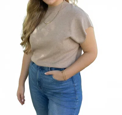 Eesome Cozy And Casual Short Sleeve Top In Oatmeal In Brown