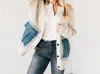 Eesome Denim Pocket Cardigan In Oatmeal