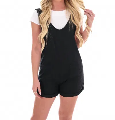 Eesome Destined For More Sleeveless Denim Romper In Black