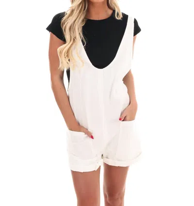 Eesome Destined For More Sleeveless Denim Romper In Off White In Multi