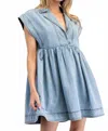 Eesome Dianne Denim Collared Dress In Blue In Multi