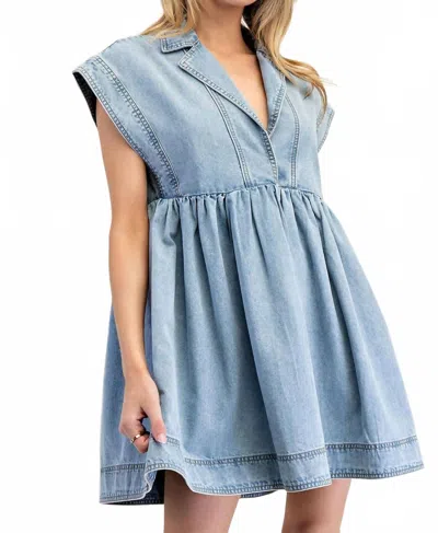 Eesome Dianne Denim Collared Dress In Blue In Multi