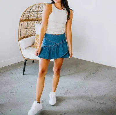 Eesome Dolly Denim Skirt In Medium Denim In Blue