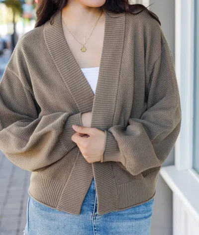 Eesome Dolores Cardigan In Khaki In Brown