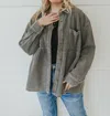 Eesome Dream On Corduroy Shirt In Washed Grey In Gray