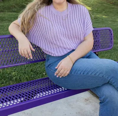 Eesome Dreams Knit Short Sleeve Top In Lavender In Purple