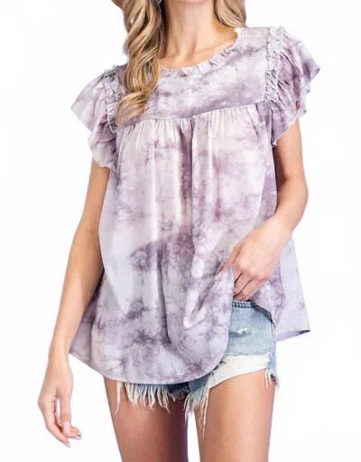 Eesome Dye Ruffle Top In Lavender In Purple