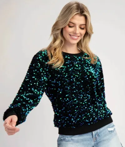 Eesome Emerald Dream Sequin Pullover In Green