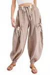 Eesome Emma Striped Drawstring Jogger In Brown In Brown