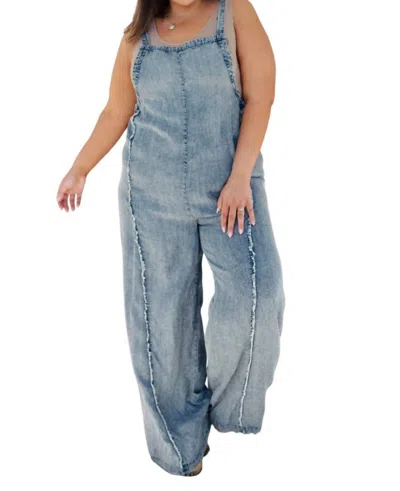 Eesome Ever Dependable Mineral Wash Jumpsuit In Chambray Denim In Blue