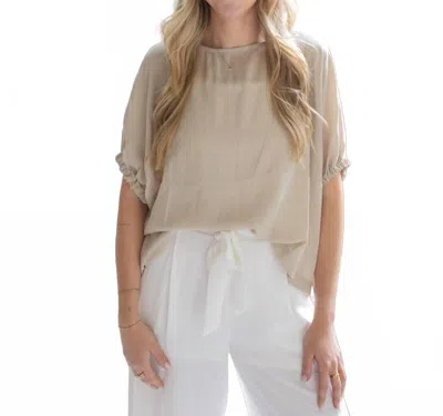 Eesome Everyday Elastic Sleeve Blouse In Beige In Brown