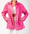 Eesome Faux Leather Belted Jacket In Pink