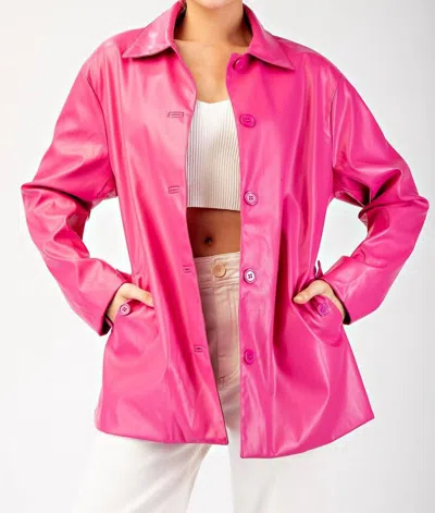 EESOME FAUX PLEATHER JACKET IN PINK