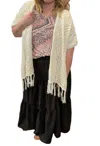 Eesome Fringed Crossed Shawl Cardigan In White In White