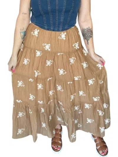 Eesome Garden Maxi Skirt In Brown