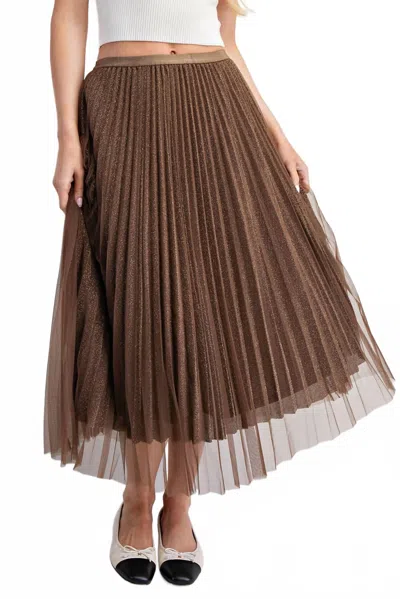 Eesome Glittery Midi Skirt In Sparkling Brown