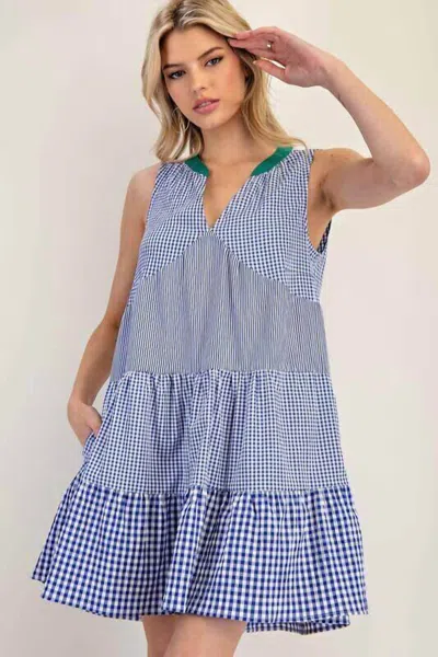 Eesome Greta Dress In Blue Gingham