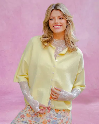 Eesome Half Sleeve Button Down Cardigan In Butter Yellow In Multi