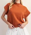 Eesome Haven Mock Neck Knit Top In Copper In Multi